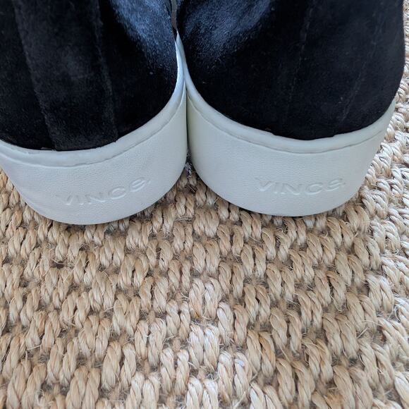 VINCE Warren Platform Boots Black Suede Leather Shearling Fur W Size 11M NWD - Picture 7 of 10